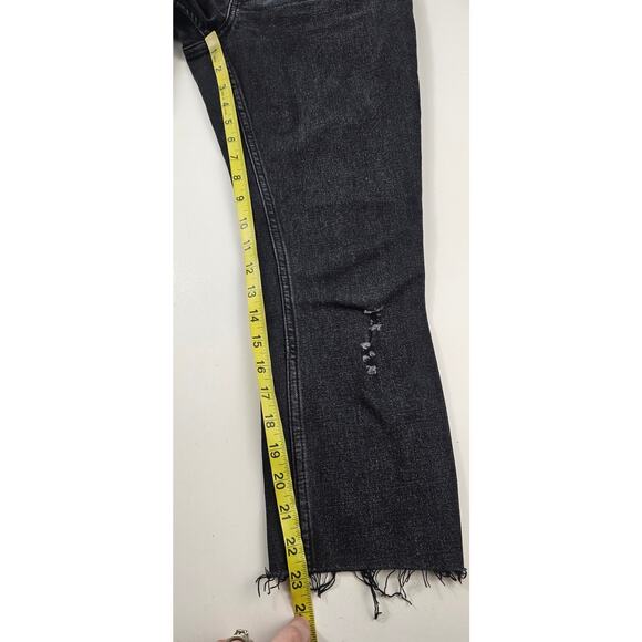 The skinny high rise RAW HEM CUT OFF grunge emo black wash jeans 90s 0 SHORT 25 - Picture 5 of 6